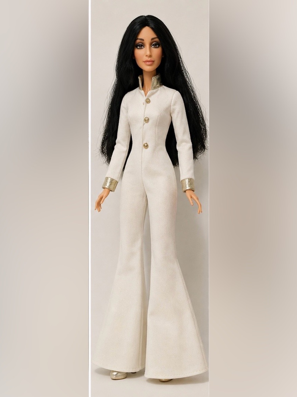 Vintage Mego Cher Fashions Doll Clothes Wards Catalog Outfit White Gold Jumpsuit